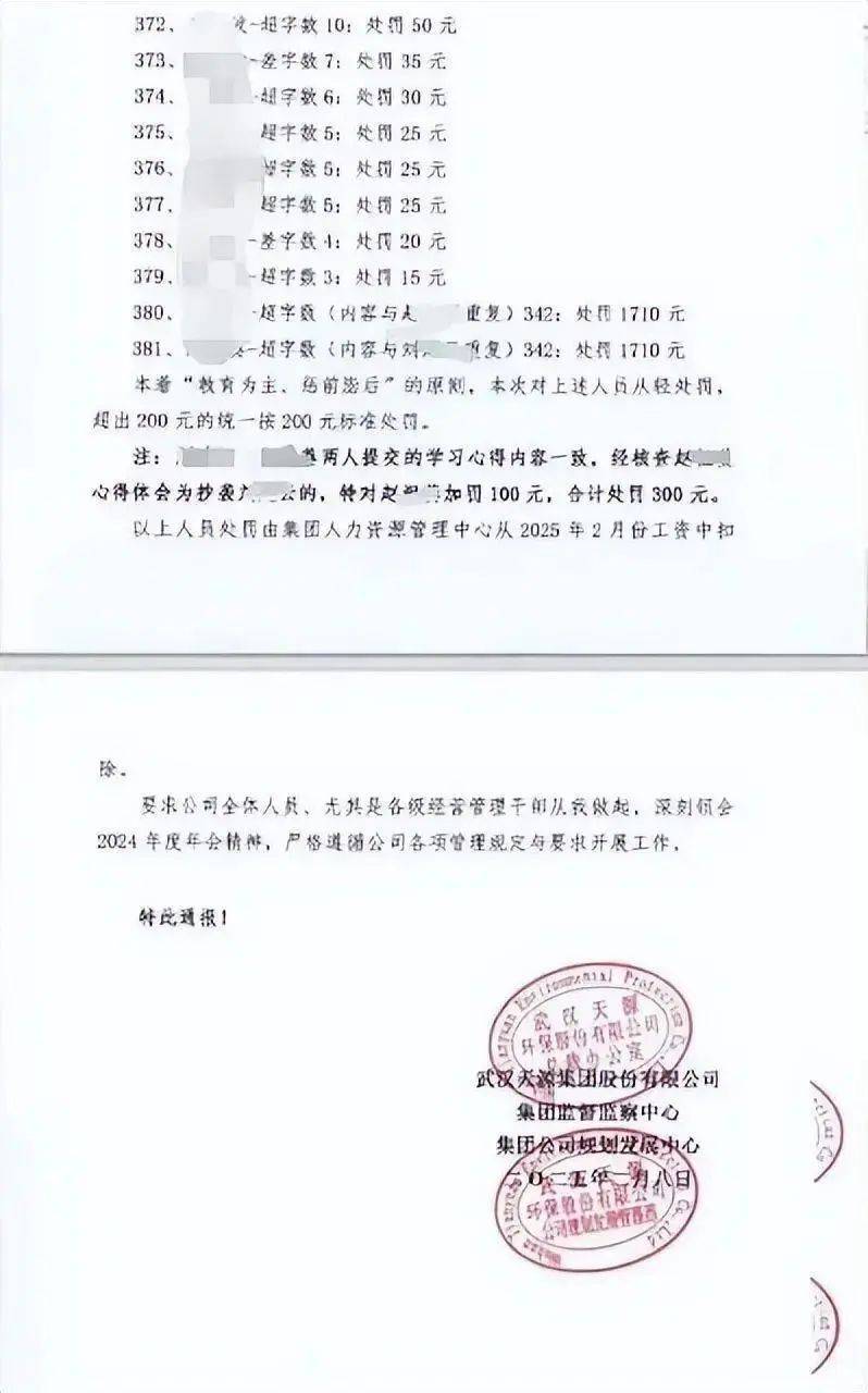 因写“董事长讲话心得”超字数，381名员工被罚？当地劳动监察大队：已接到涉事员工家属投诉，公司回应→